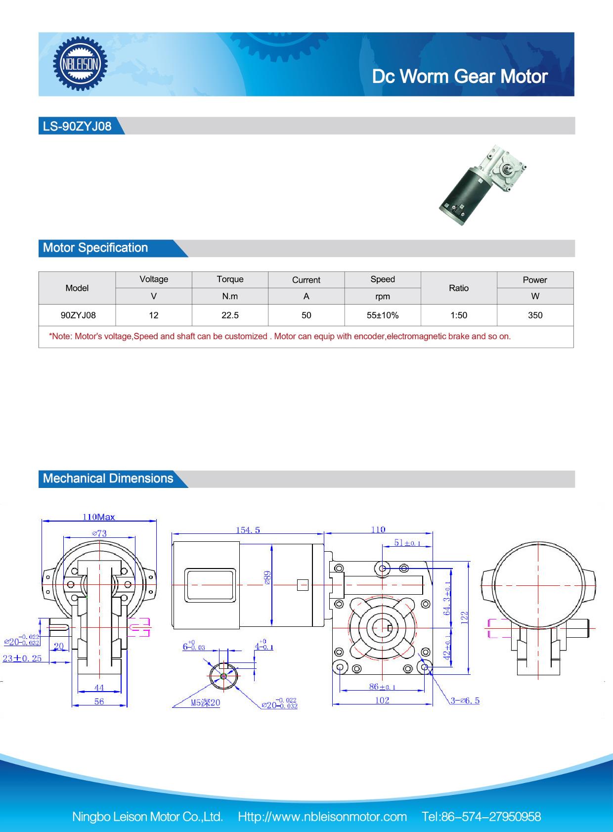 LS-90ZYJ08 - Buy DC WORM GEAR MOTOR Product on NINGBO LEISON MOTOR CO.,LTD