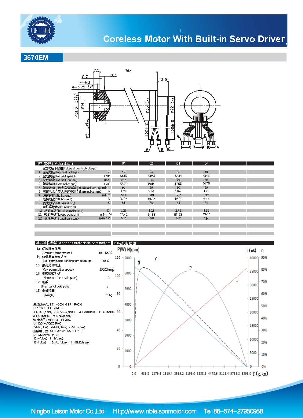 3670em Coreless Motor With Built In Servo Driver Ningbo Leison Motor Co Ltd